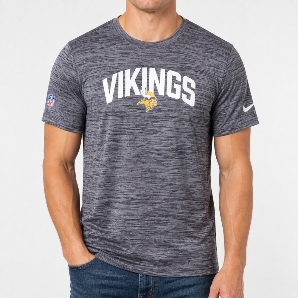 Nike Minnesota Vikings T-Shirt Mens Medium Gray Dri-Fit Short Sleeve